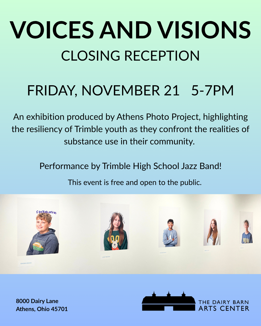 VOICES AND VISIONS CLOSING RECEPTION FRIDAY, NOVEMBER 21 FROM 5PM-7PM